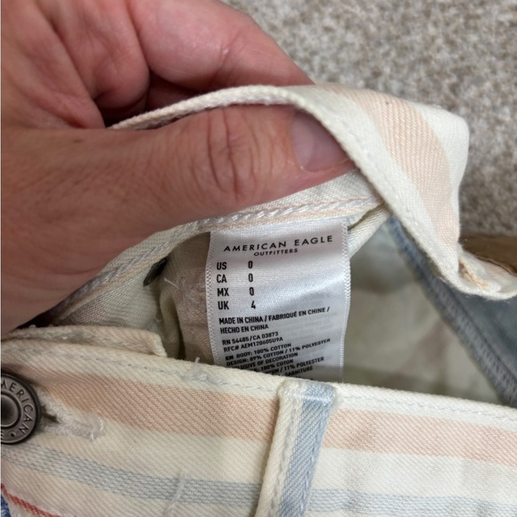 NEW! American Eagle Shorts 0 Striped Mom Short Patriotic American Cut Off - Picture 8 of 12